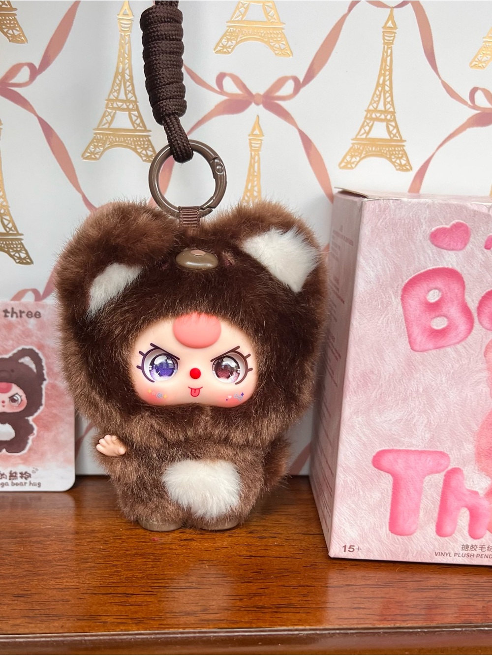 Baby Three Mini Hug Plush Keychain - Picture 2 of 3